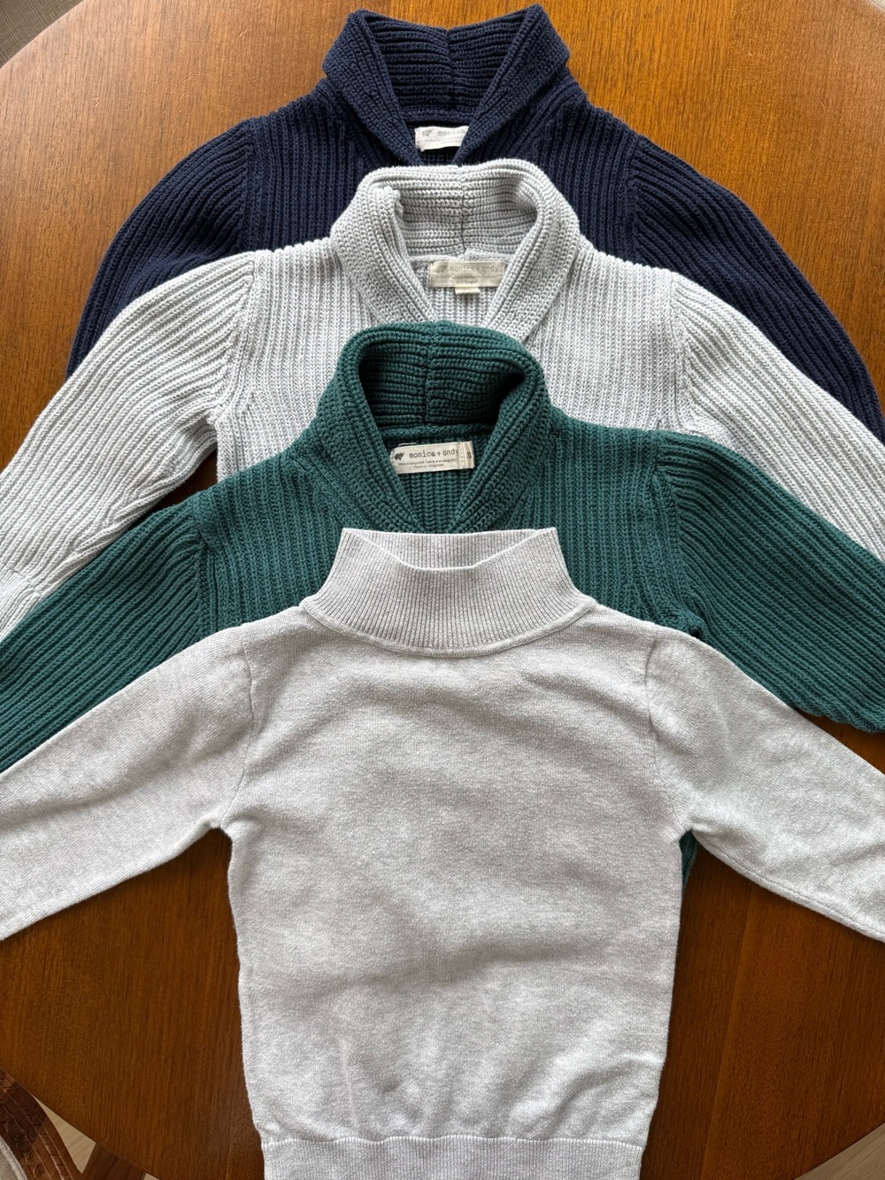 Monica + Andy 3T Sweater Pack - Navy, Light Gray, Forest Green